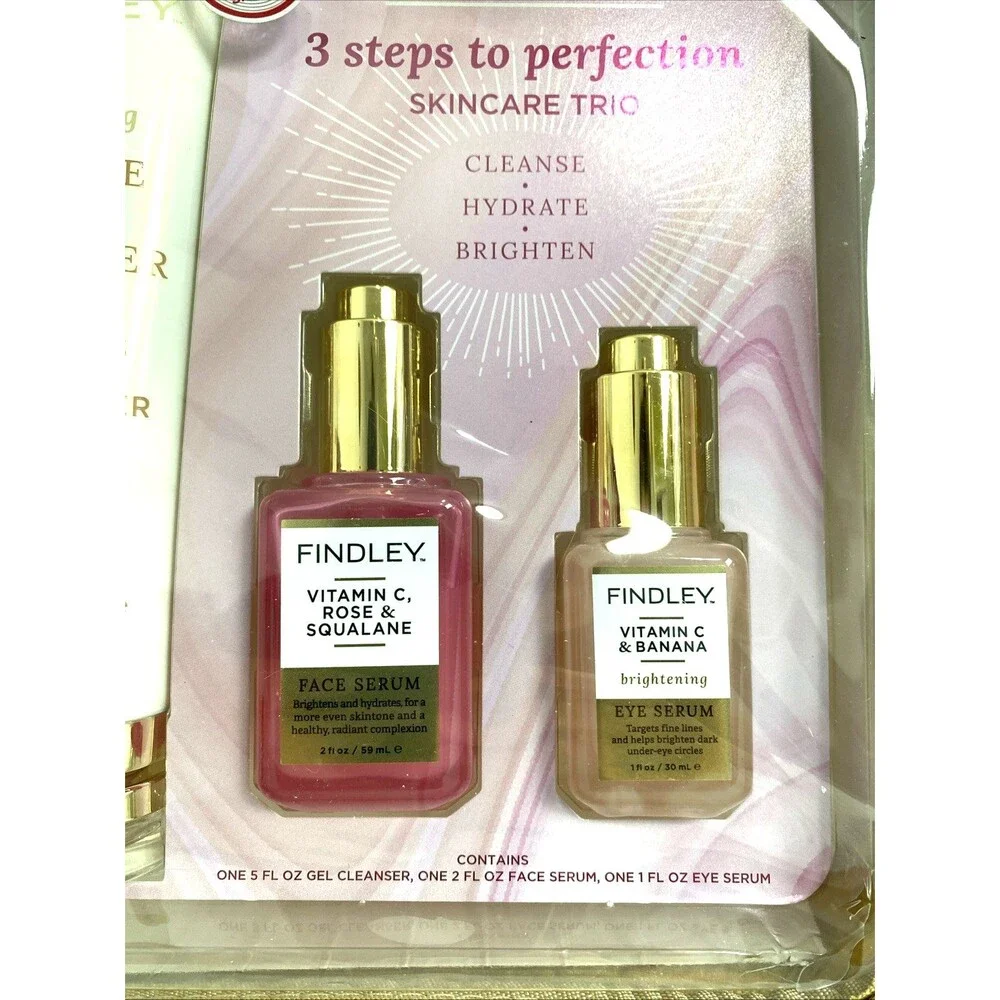 Findley Skincare Trio Cleanse Hydrate & Brighten Face Serum 3 Step To Perfection